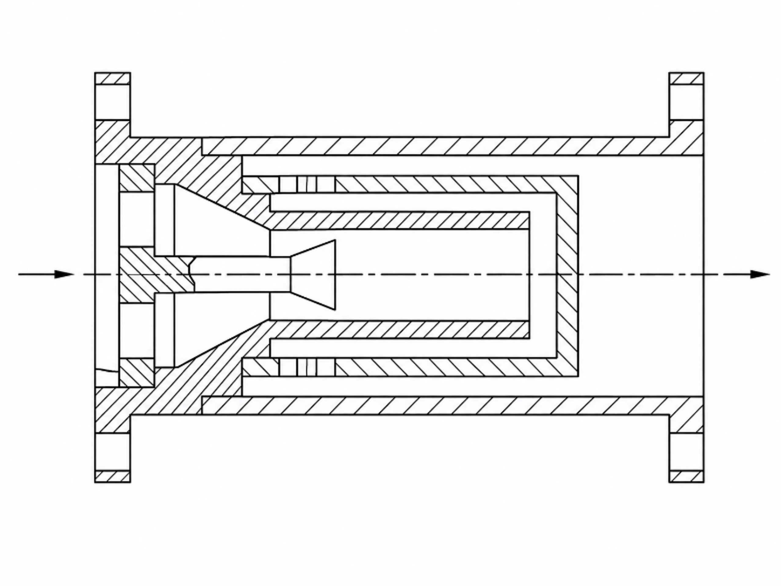 Figure 6.4. Cavitation and staged coalescence geometry for liquid degassing