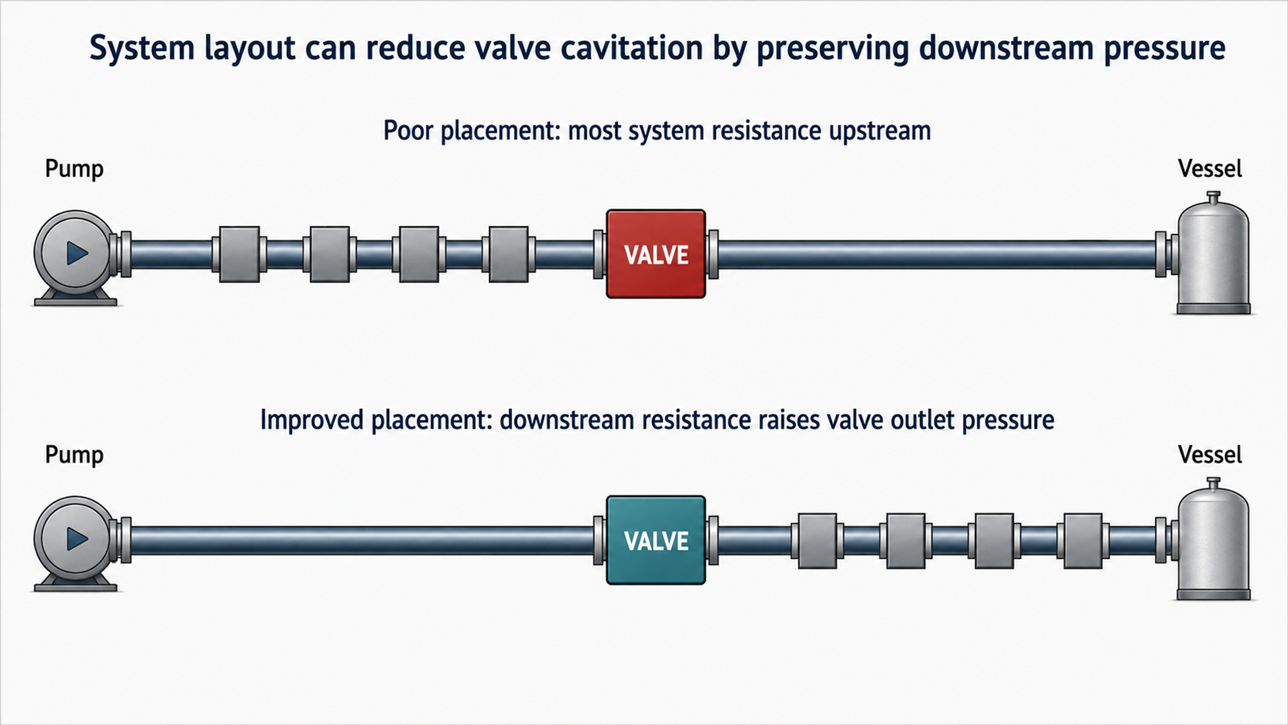 Figure 18. Effect of valve location on available downstream pressure