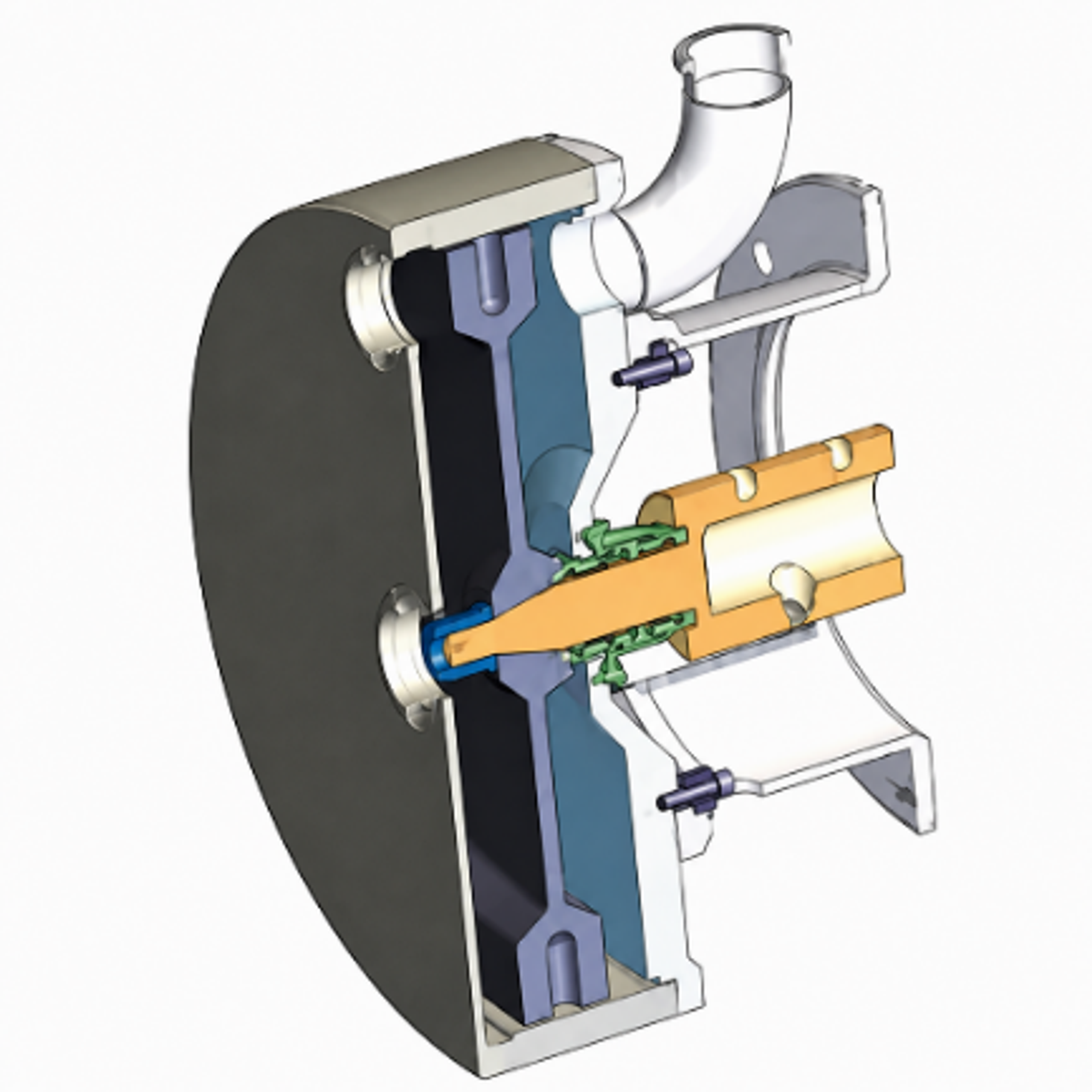 Figure 28. Cutaway showing rotor, housing, and shaft seal