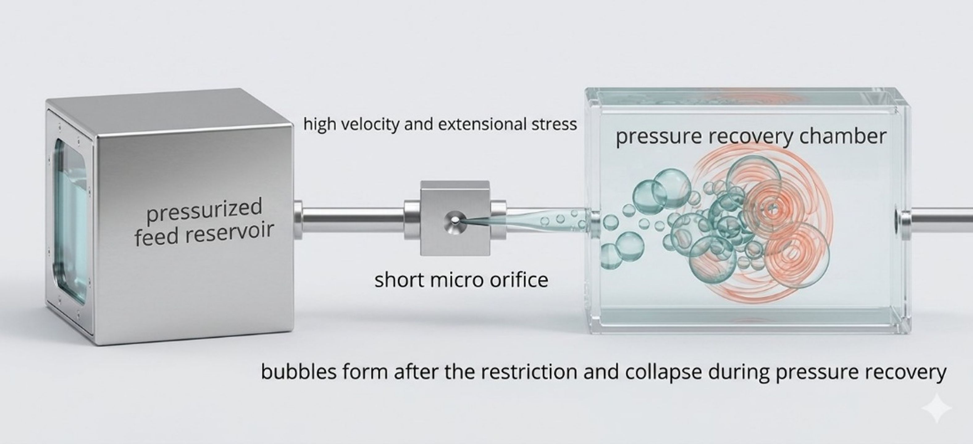 Figure 6.4. Schematic of a cavitation configuration with a short restriction and downstream collapse region