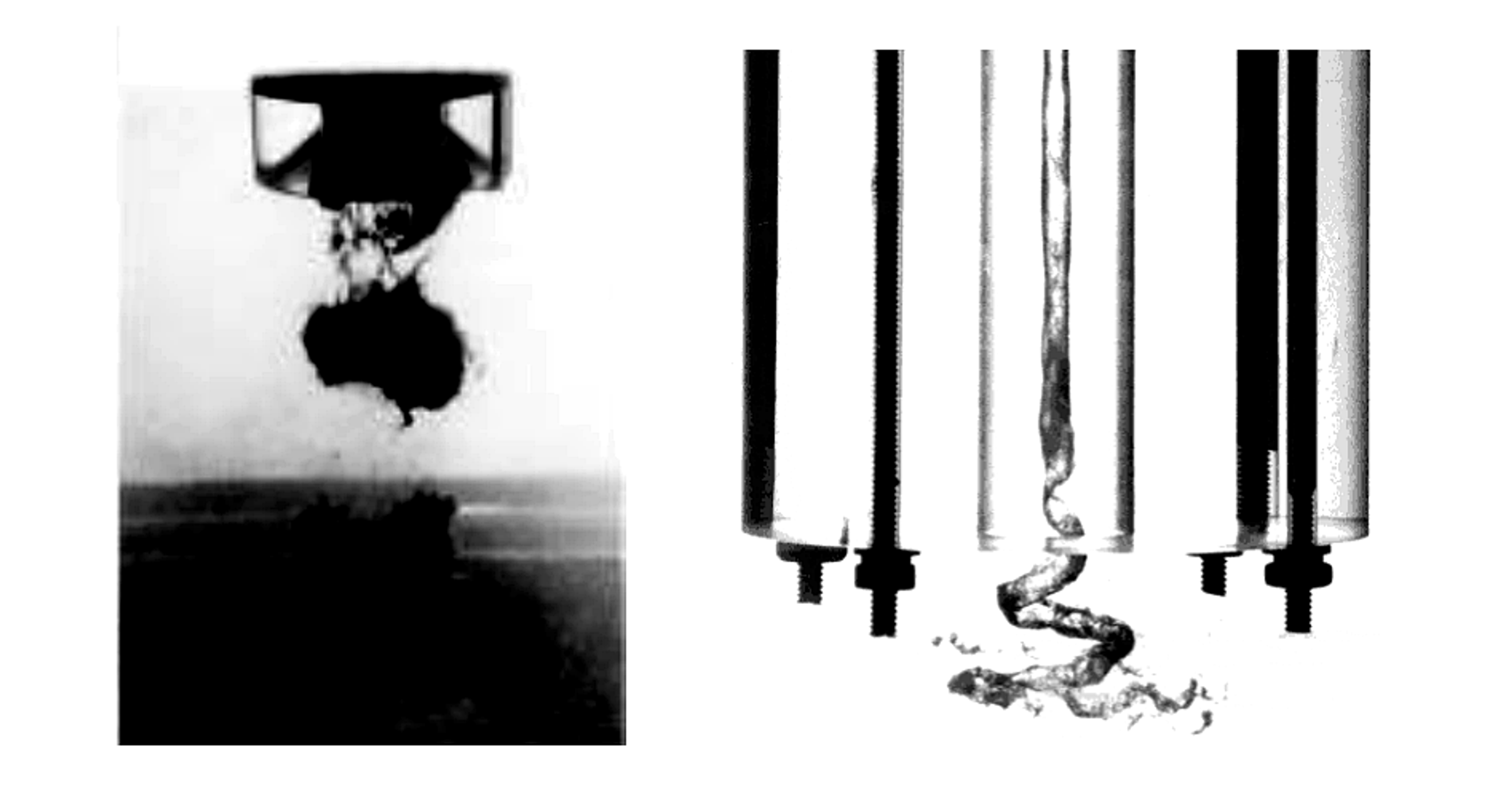 Figure 2.6. Stroboscopic views of resonant and swirling cavitating jets