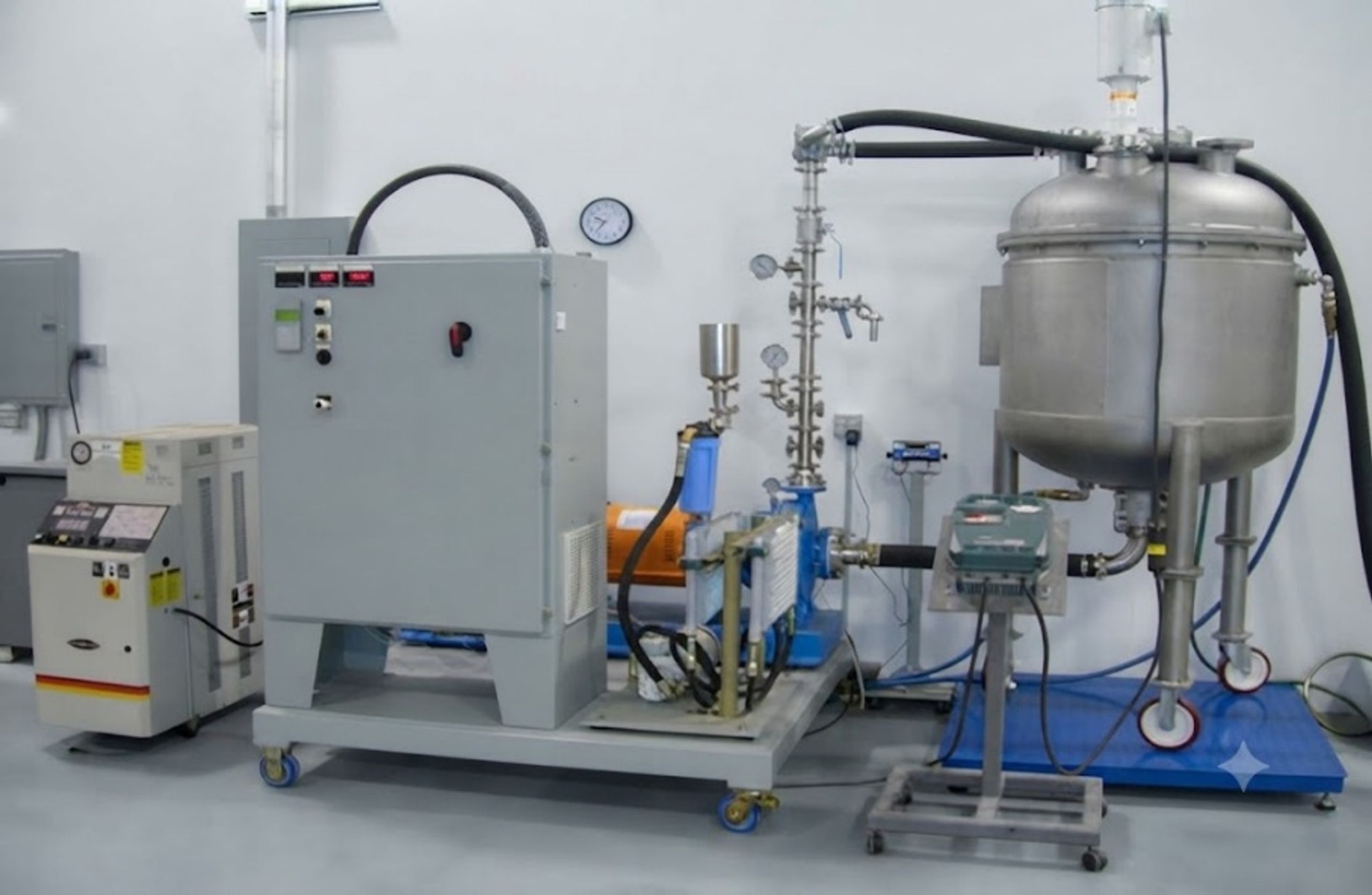 Figure 9.2. Pilot and commercial controlled flow cavitation equipment used for corn slurry treatment