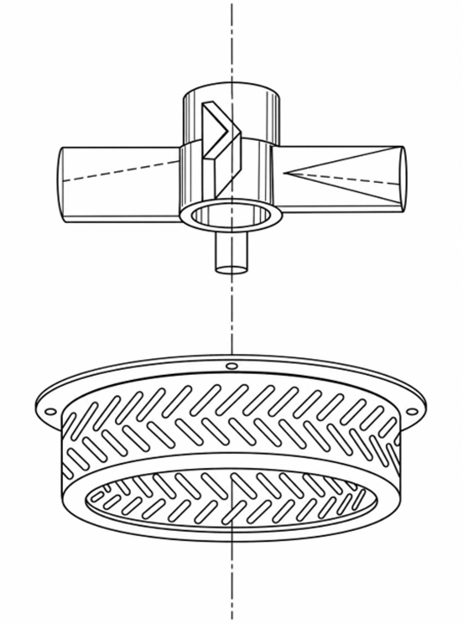 Figure 7.2. Concept of a four-blade wedge rotor with matching inclined stator slots. Redrawn from Figure 3 of