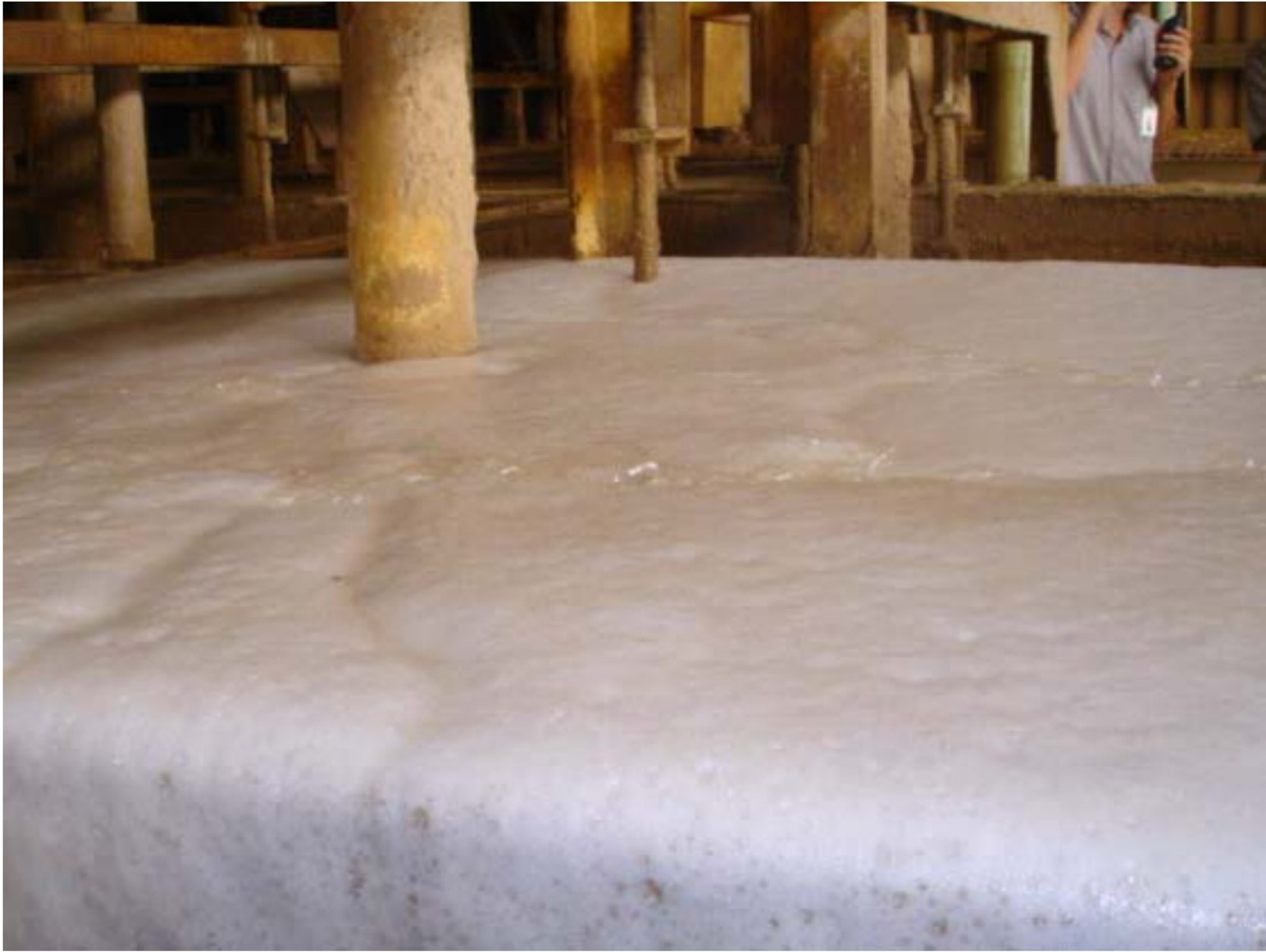 Figure 4.2. Dense bubble blanket generated by a cavitation sparging system in an industrial flotation or aeration vessel
