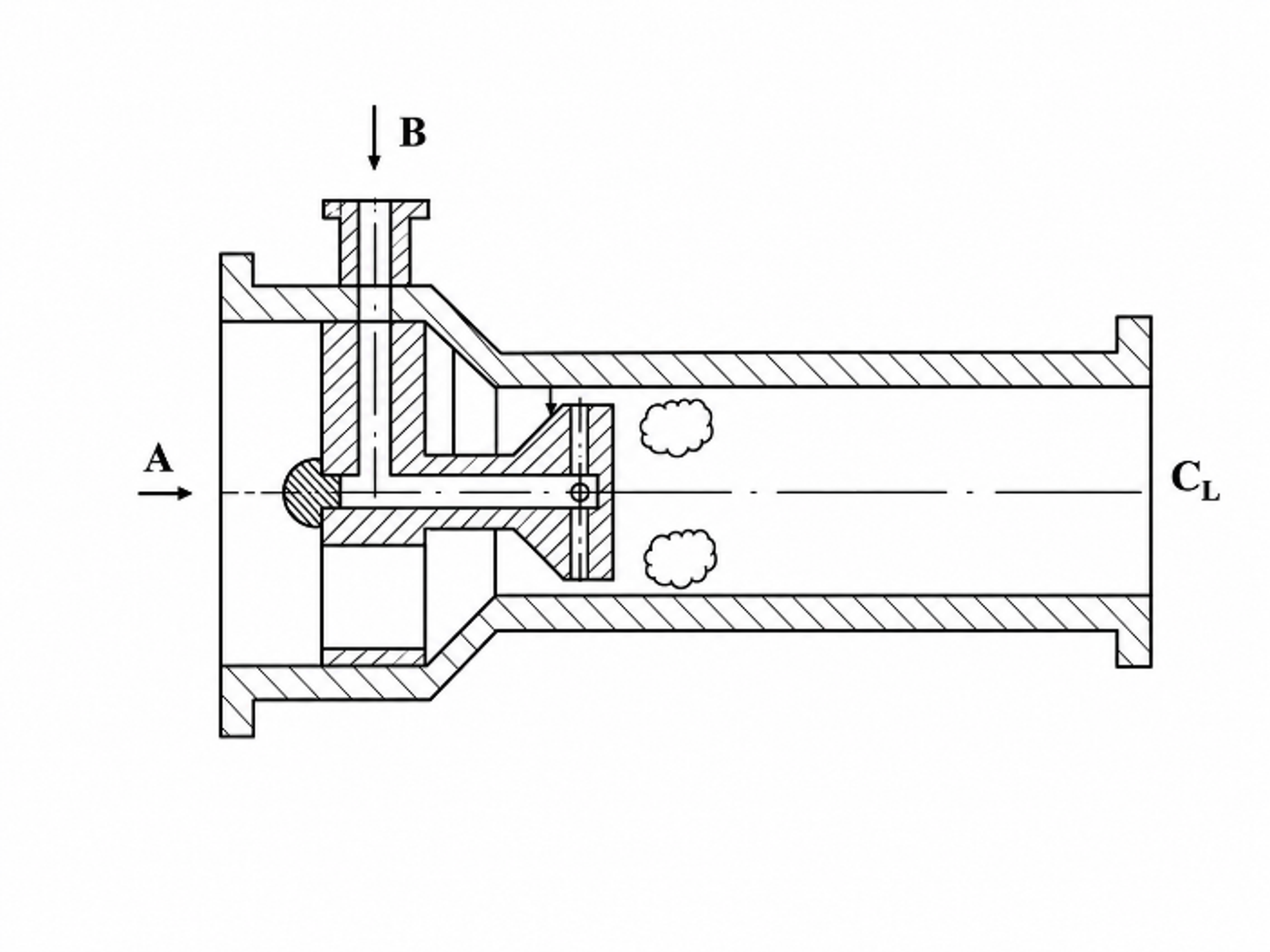 Figure 5.4. Water treatment cavitation device with chemical injection near the constriction